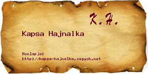 Kapsa Hajnalka névjegykártya